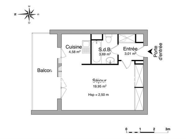 Location Studio 31.23 m² - 2 RUE LOUISE MICHEL Tours 37100