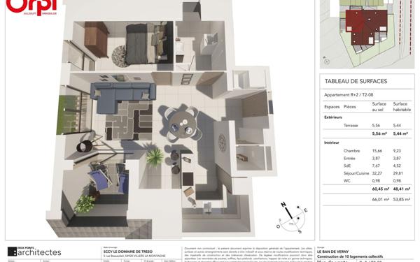 Appartement à vendre    2 pièces • 48 m2 Verny