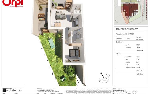 Appartement à vendre    2 pièces • 58 m2    Metz