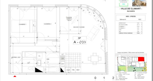 Location Appartement 3 pièces 73.38 m² - Clamart 92140