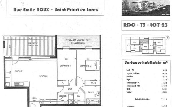 Appartement à vendre    3 pièces • 71,19 m2 Saint-Priest-en-Jarez