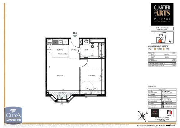 Appartement à louer 2 pièces 41.4m²