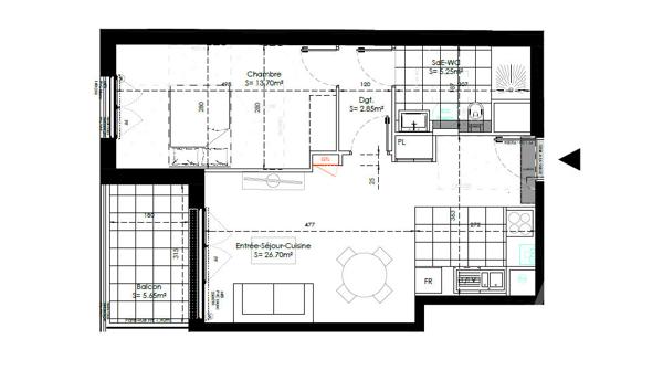 Appartement 2 pièces 50m2 VEFA Avenue Gabriel Péri