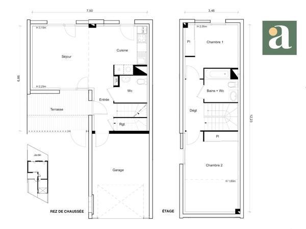 Charmante villa T3 en duplex de 73 m² Jardin et garage