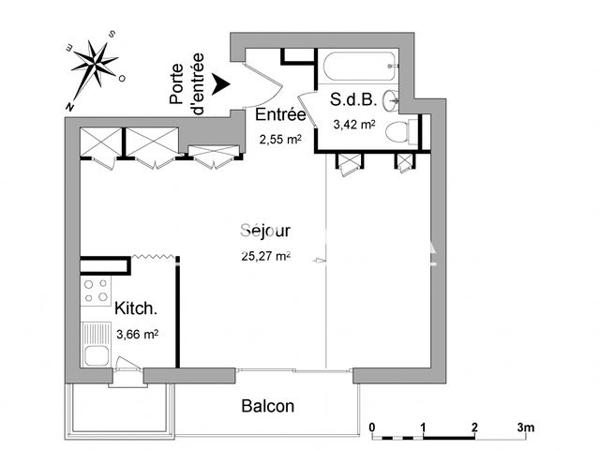 Location Studio 34.9 m² - 49 51 RUE LECOURBE Paris 75015