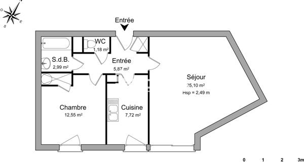 Location Appartement 2 pièces 55.41 m² - Rouen 76100
