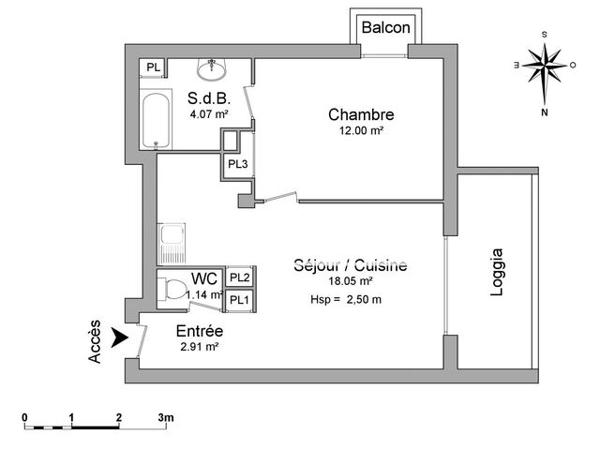 Location Appartement 2 pièces 38.17 m² - LE SAINT DAMIEN BAT 1 ETG 5 PORTE GAUCHE - 11 AVENUE CHARLES FLAHAULT Montpellier 34000