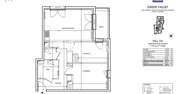 Location Appartement 3 pièces 63.19 m² - Louviers 27400