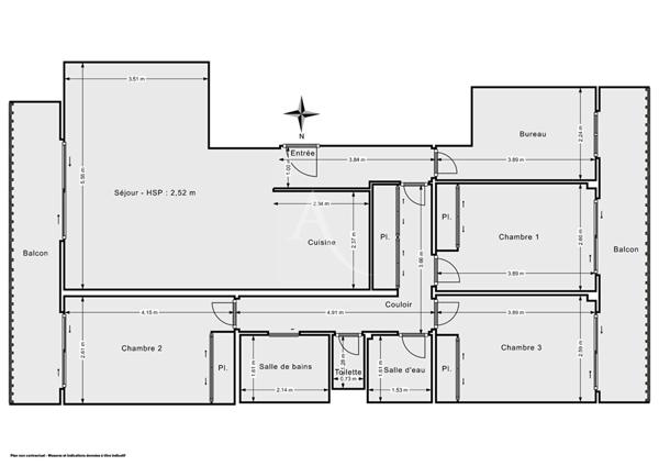 Appartement Suresnes 5 pièce(s) 89.02 m2 avec 2 balcons terrasse