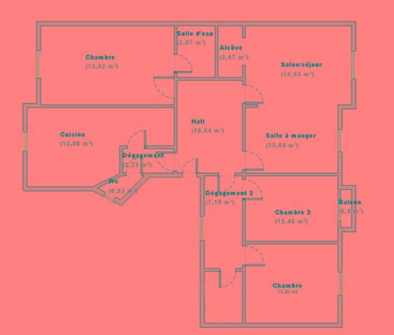 T5 traversant Est-Ouest au 4ème étage complété par une cave, grenier et un garage de 13.60 m2.