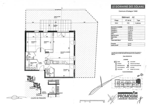 Aubagne Résidence "Le domaine des Solans", appartement  T4 rez de jardin