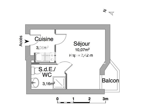 Location Studio 16.29 m² - BAT B Caen 14000