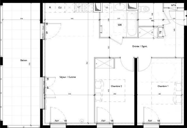 Appartement T3 à vendre  3 pièces - 64 m 2   CASTELNAU LE LEZ  - 34