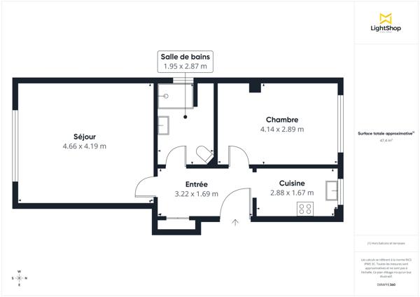 Calme, lumineux, et sans vis-à-vis ! Appartement 2 pièces de 48 m², avec cave - Avenue Félicien David, Colombes