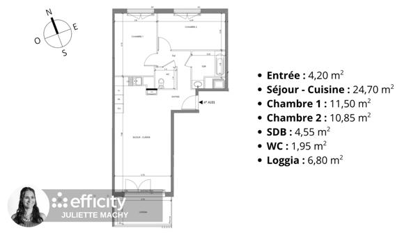 Appartement 3 pièces - 61 m²