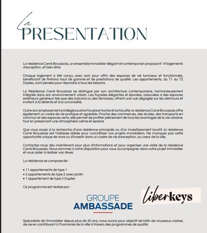 En Vente  7  appartements T1 Neufs design et lumineux 