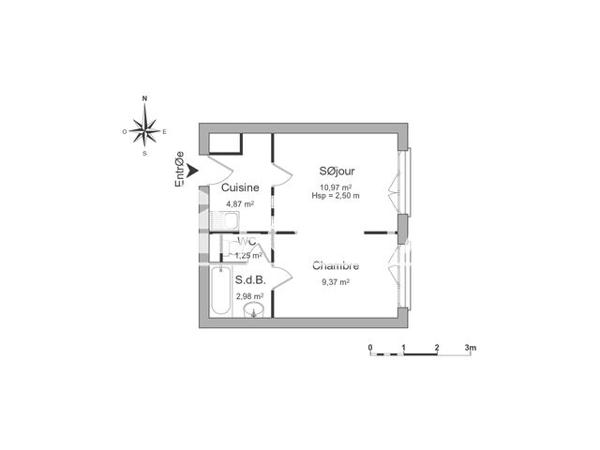 Location Studio 29.44 m² - 159 RUE CHARLES III Nancy 54000