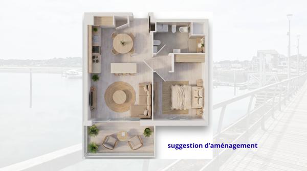 Vente appartement T2 avec vue mer et balcon de 8 m², Perros-Guirec (22700)