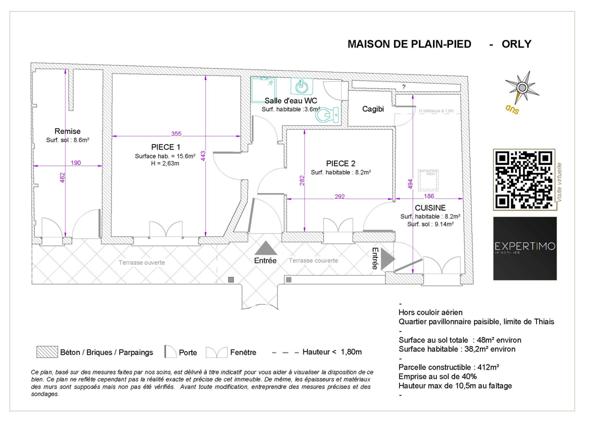 Orly (94310) Petite Maison et grand Terrain