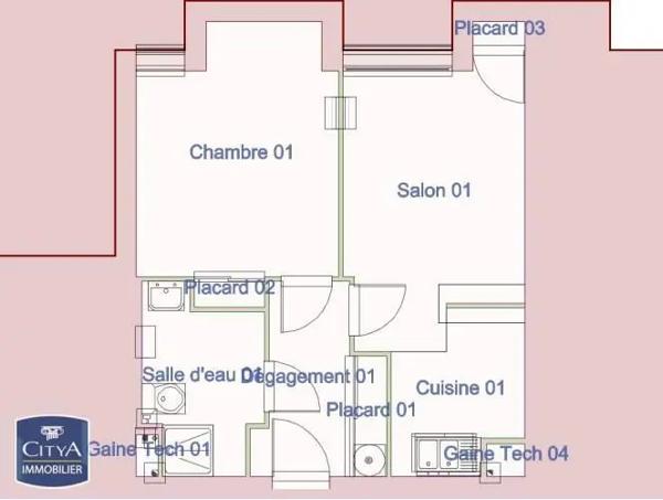 Appartement à louer 2 pièces 39.5m² Nantes (44000)