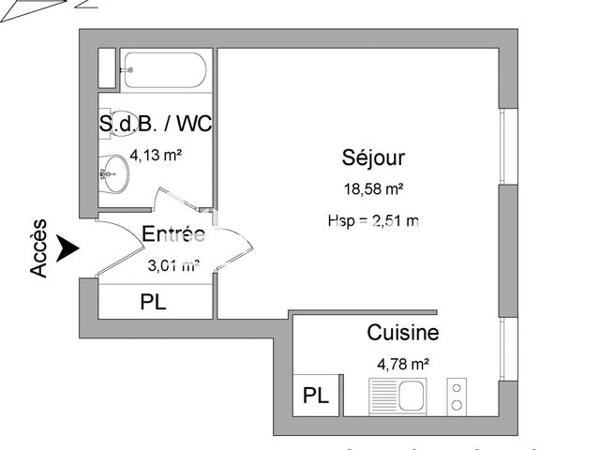 Location Studio 30.5 m² - 5 IMPASSE 10 RUE DE METZ Tours 37000