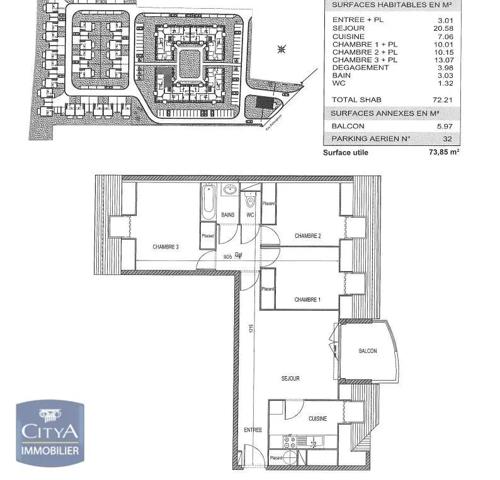 Appartement à vendre 4 pièces 72.21m²