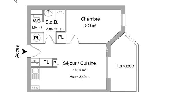 Location Appartement 2 pièces 33.28 m² - L'union 31240
