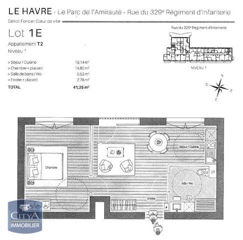 Appartement à louer 2 pièces 40.99m²
