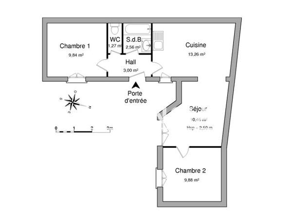 Location Appartement 3 pièces 50.27 m² - 41 RUE RASPAIL Toulouse 31400