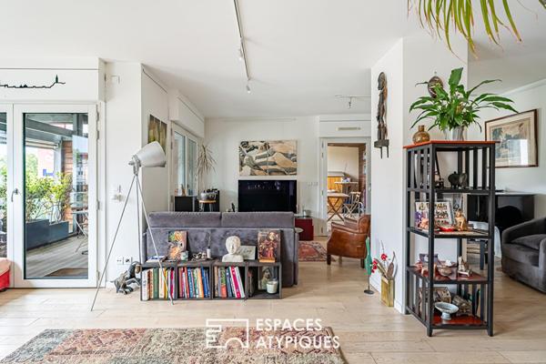 Appartement avec multiples terrasses face à la Seine et l’île Saint-Germain