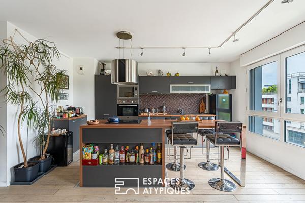 Appartement avec multiples terrasses face à la Seine et l’île Saint-Germain