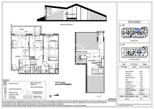 Nice Riquier, 4 pièces Dernier étage avec Terrasse et Parking