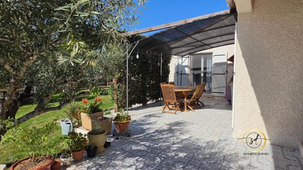 Millas Villa plain pied 4 faces 3 chambres piscine  garage + carport quartier calme