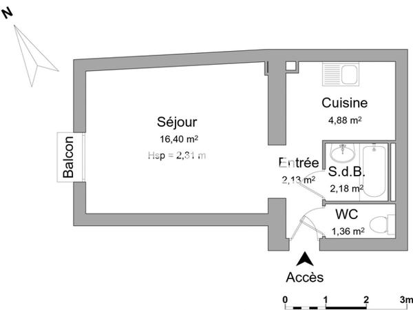 Location Studio 26.95 m² - 21 RUE DE BELGRADE Grenoble 38000