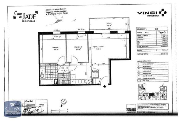 Appartement à louer 3 pièces 66.42m² Capinghem (59160)