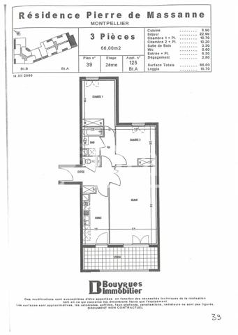 Appartement · Location Montpellier (34070) 3 pièces · 66m²