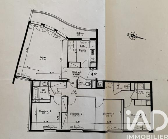 Appartement à vendre 5 pièces 103,36 m² Courbevoie