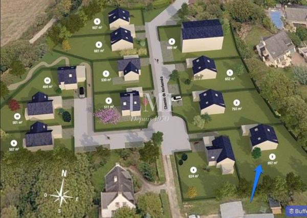 Terrain de 900 m² viabilisé proche Lorient