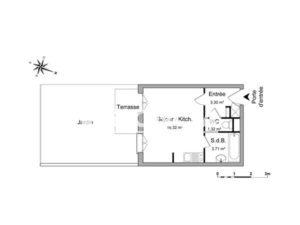Location Studio meublé 24.65 m² - 24 RUE DES COTONNADES Pfastatt 68120