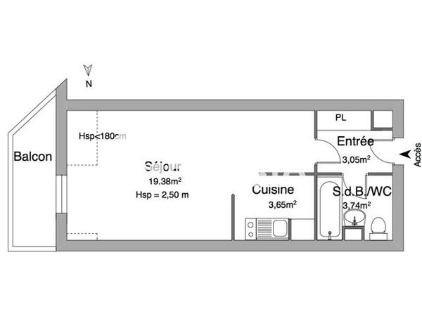 Location Studio 29.82 m² - 67 RUE SAINT FRANCOIS La Riche 37520