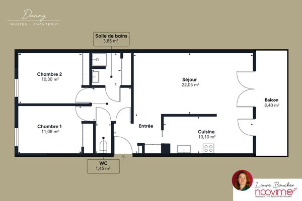 Nantes Chantenay - T3 traversant avec terrasse et parking