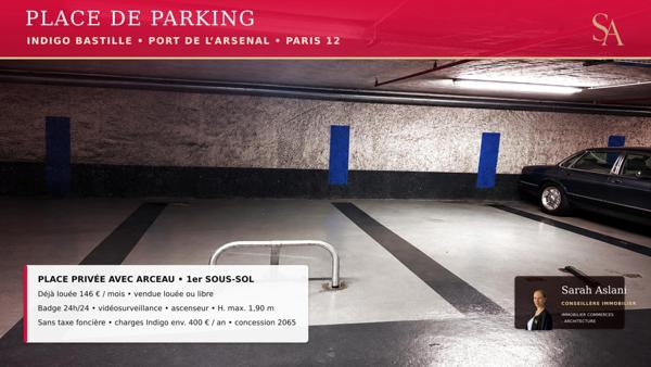 75012 PLACE DE PARKING 1er sous-sol- Bastille - Gare de Lyon - INDIGO