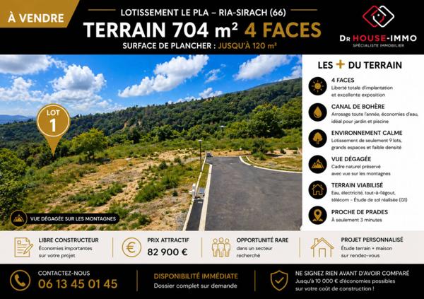 Terrain à vendre de 704 m²