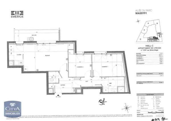 Appartement à louer 3 pièces 62.81m²