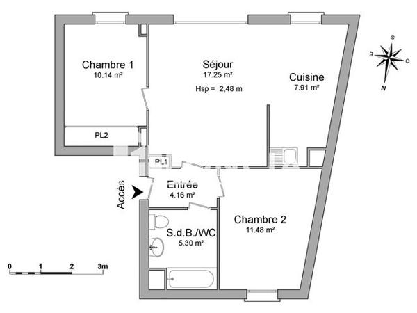 Location Appartement 3 pièces 56.82 m² - 69 AVENUE GEORGES CLEMENCEAU Caen 14000