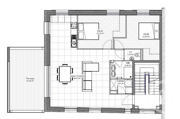 Appartement F3 à vendre  3 pièces - 77,19 m2 NEUVECELLE - 74