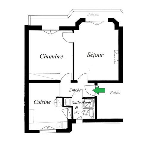 Appartement dernier étage avec balcon de 38m2