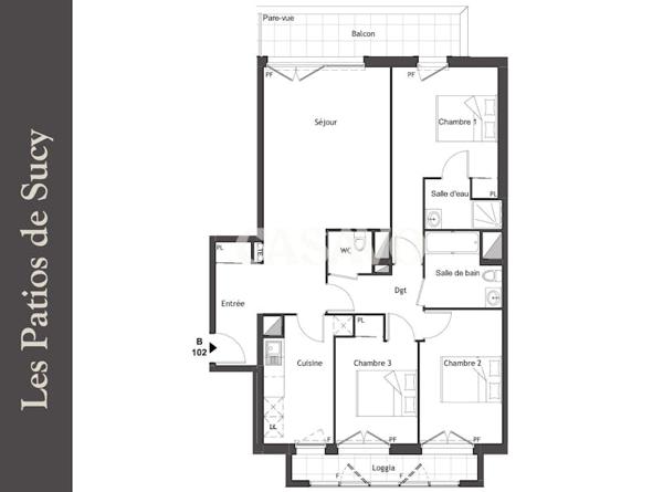 Vente Appartement 4 pièces de 88m² - 94370 Sucy-en-Brie