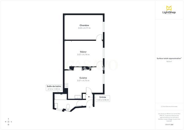 Vente Appartement 3 pièces de 52m² - 75009 Paris