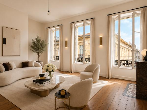 Bordeaux - Place Amédée Larrieu- Appartement de caractère de 78m² avec volumes généreux et vue dégagée avec fo